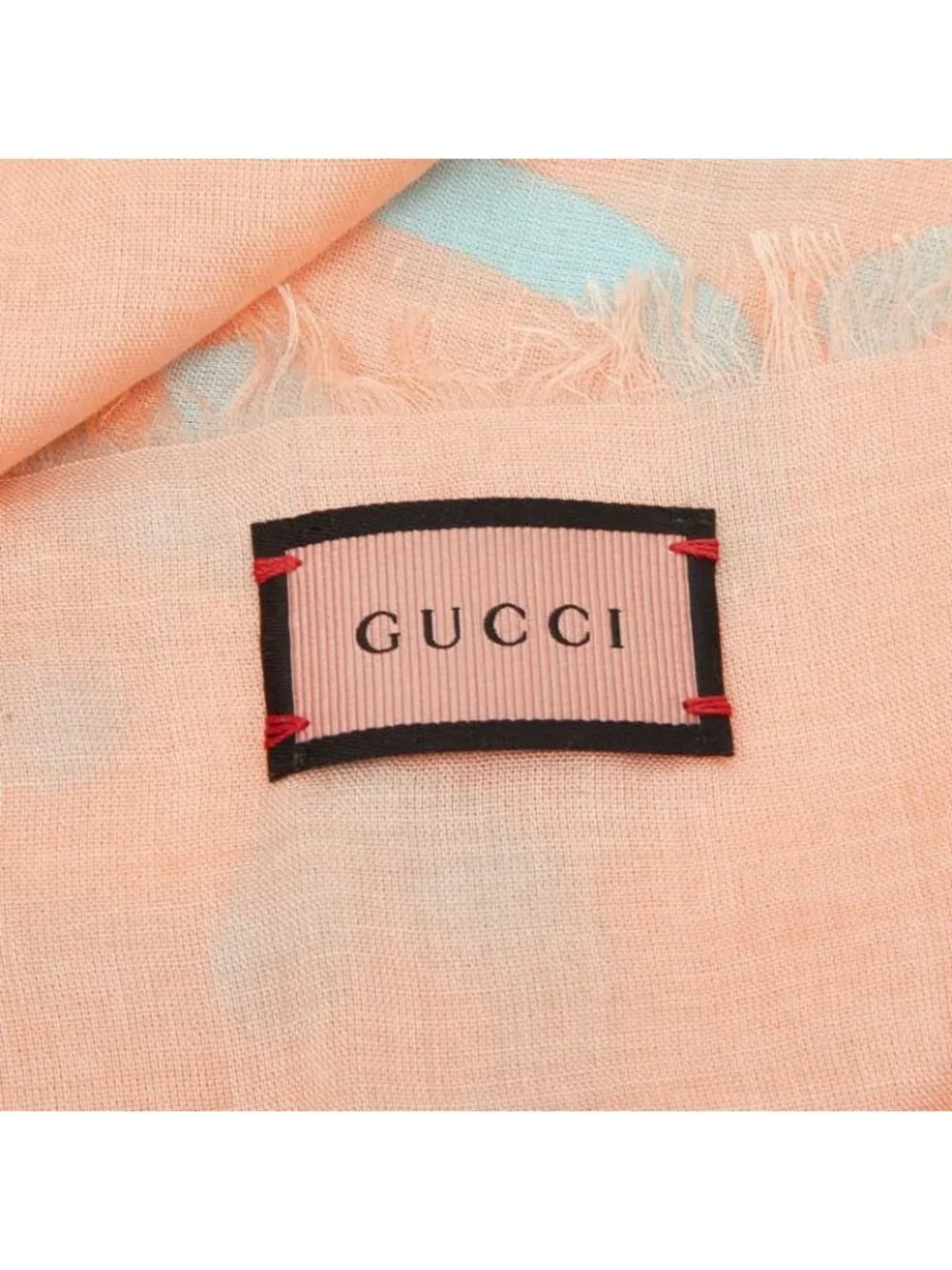 Gucci GG Ghost Motif Scarf Pink Blue Silk Modal